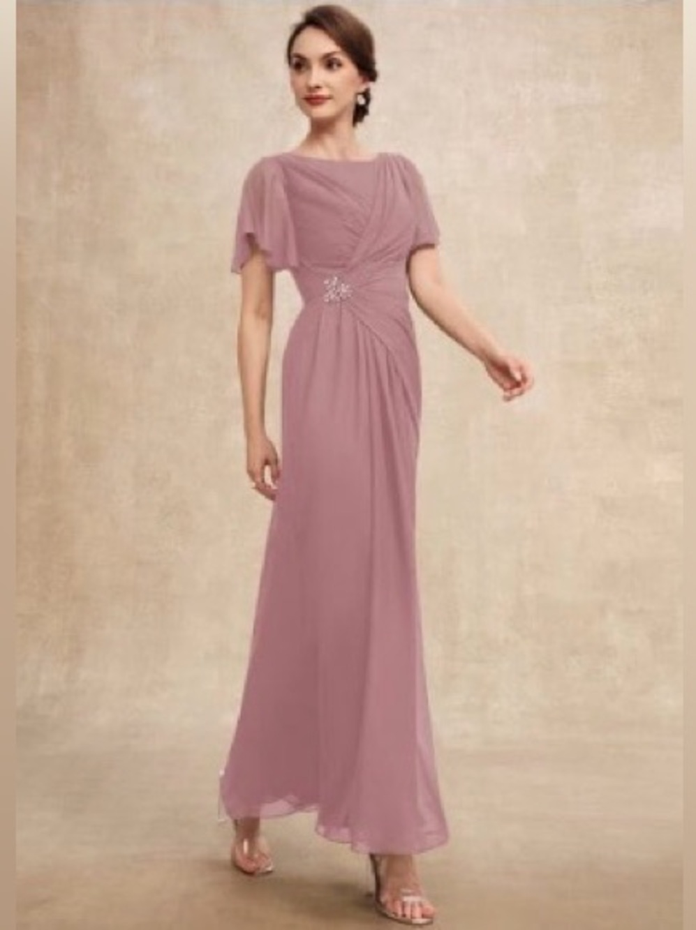 JJ’s House Constanza Vintage Mauve Chiffon Dress